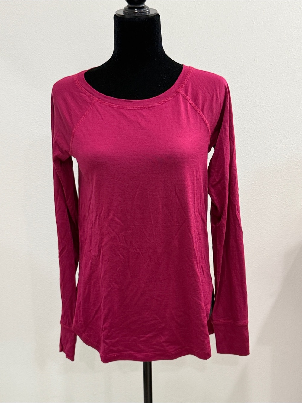 Wool& tunic shirt in lovely light wool jersey XS berry color